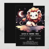 Invitation Anniversaire du Lion Pastel Simple (Devant / Derrière)