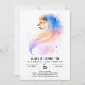 Invitation Anniversaire du Lion Pastel Whimsical (Devant)