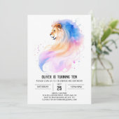 Invitation Anniversaire du Lion Pastel Whimsical (Debout devant)