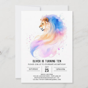 Invitation Anniversaire du Lion Pastel Whimsical