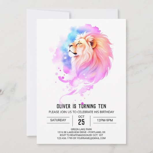 Invitation Anniversaire du lion sauvage (Devant)