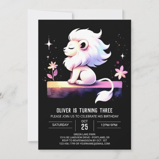 Invitation Anniversaire du lion Whimsical (Devant)