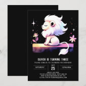 Invitation Anniversaire du lion Whimsical (Devant / Derrière)