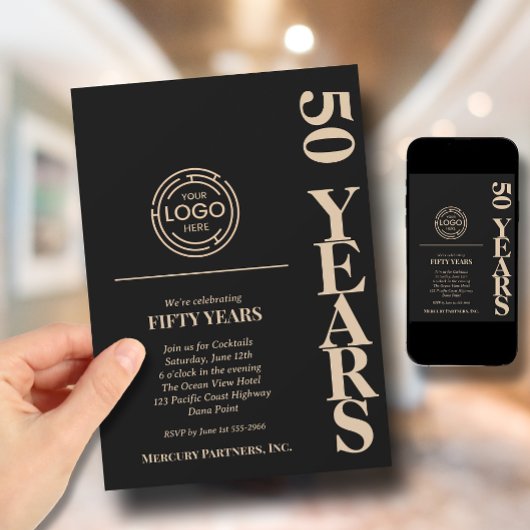 Invitation Anniversaire du logo de l'entreprise Noir