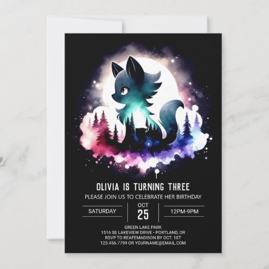 Invitation Anniversaire du loup de forêt (Devant)