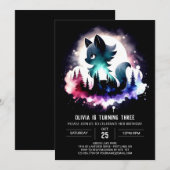 Invitation Anniversaire du loup de forêt (Devant / Derrière)