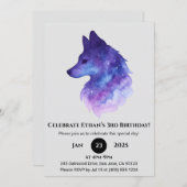 Invitation Anniversaire du loup de Galaxy (Devant / Derrière)