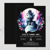 Invitation Anniversaire du loup de la jungle douce (Devant / Derrière)