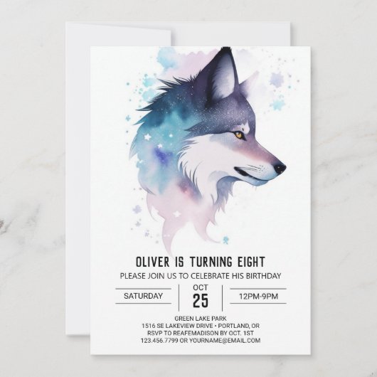 Invitation Anniversaire du loup de Whimsical (Devant)