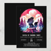 Invitation Anniversaire du Loup de Whimsy Magique (Devant / Derrière)