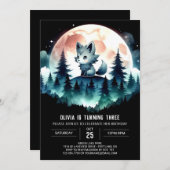 Invitation Anniversaire du loup d'enfants élégant (Devant / Derrière)