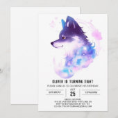 Invitation Anniversaire du loup hurlant des bois enchantés (Devant / Derrière)