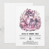 Invitation Anniversaire du loup numérique enchanté (Devant / Derrière)
