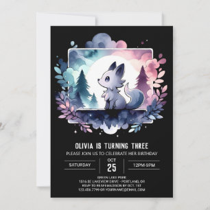 Invitation Anniversaire du Loup Pastel Kids