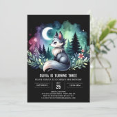 Invitation Anniversaire du loup simple adorable (Debout devant)