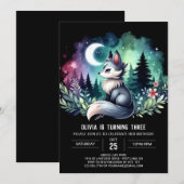 Invitation Anniversaire du loup simple adorable (Devant / Derrière)