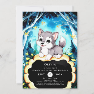 Invitation Anniversaire du loup simple pour enfants