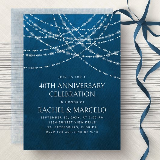 Invitation Anniversaire du Mariage bleu