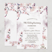 Invitation Anniversaire du Mariage Cherry Blossom (Devant / Derrière)