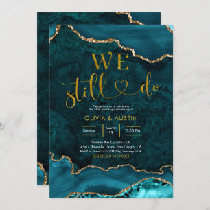 Invitation Anniversaire du Mariage d'âge turquoise et or