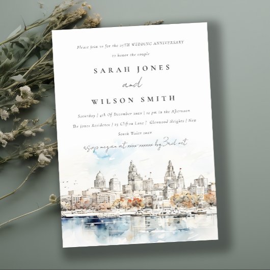 Invitation Anniversaire du Mariage d'aquarelle du Kansas Miss