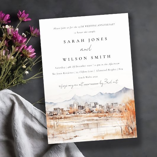 Invitation Anniversaire du Mariage d'aquarelle Salt Lake City