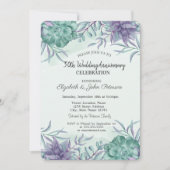 Invitation Anniversaire du Mariage de Cactus du désert d'aqua (Devant)