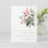 Invitation Anniversaire du Mariage de feuillage chic Poinsett (Debout devant)