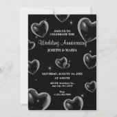 Invitation Anniversaire du Mariage de la bulle des Coeurs noi (Devant)