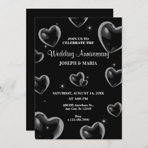 Invitation Anniversaire du Mariage de la bulle des Coeurs noi