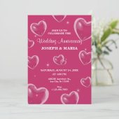 Invitation Anniversaire du Mariage de la bulle des Coeurs ros (Debout devant)