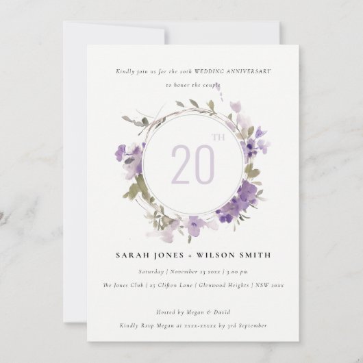 Invitation Anniversaire du Mariage de la couronne de fleurs M (Devant)