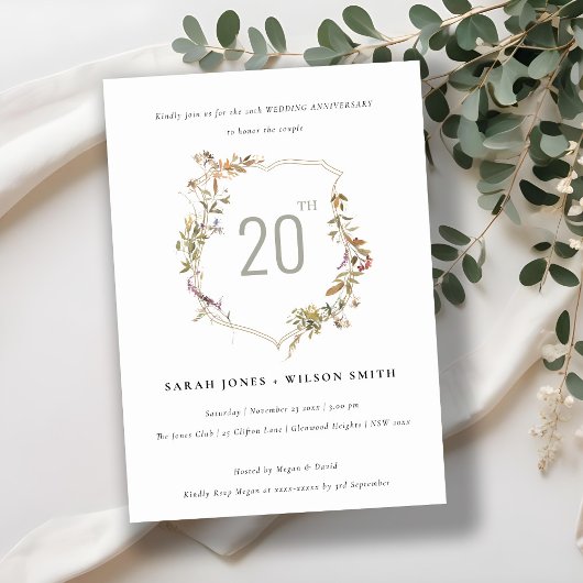 Invitation Anniversaire du Mariage de la crête de Fleur sauva