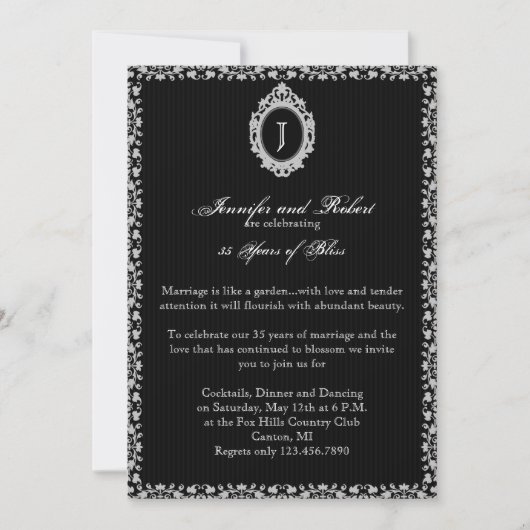 Invitation Anniversaire du Mariage de monogramme de cadre got (Devant)