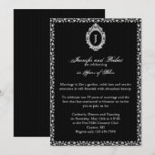 Invitation Anniversaire du Mariage de monogramme de cadre got (Devant / Derrière)