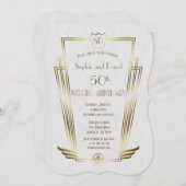Invitation Anniversaire du Mariage de monogramme Royal Gold A (Devant / Derrière)