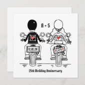 Invitation Anniversaire du Mariage de moto sur mesure (Devant / Derrière)