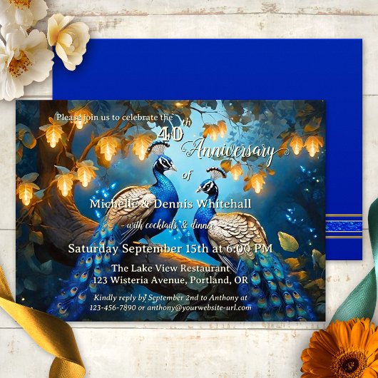 Invitation Anniversaire du Mariage de Peacock romantique