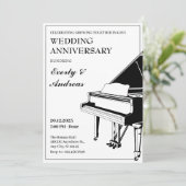 Invitation Anniversaire du Mariage de piano noir blanc minima (Debout devant)