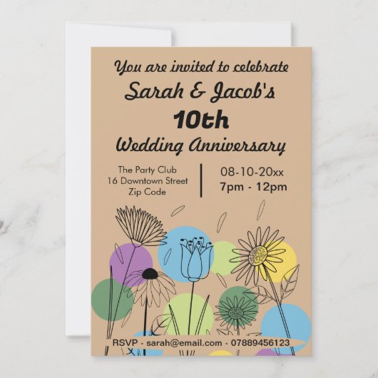 Invitation Anniversaire du Mariage de style rétro (Devant)
