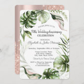 Invitation Anniversaire du Mariage des Parties scintillant Fe (Devant / Derrière)