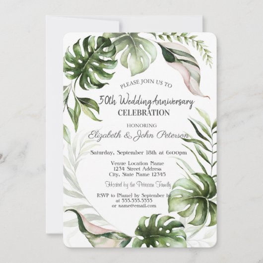 Invitation Anniversaire du Mariage des Parties scintillant Fe (Devant)