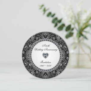 Invitation Anniversaire du Mariage Diamond en Onyx Noir