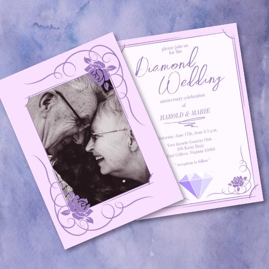 Invitation Anniversaire du Mariage Diamond Photo