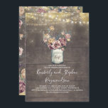 Invitation Anniversaire du Mariage d'or Rustic Mason Jar Mauv<br><div class="desc">Vintage invitation à l'anniversaire du mariage rustique présente mauve et doré bocal de mason floral,  chaîne de lumières,  et vieil arrière - plan en bois de grange.</div>