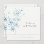 Invitation Anniversaire du Mariage d'orchidée bleu doux n'imp (Devant / Derrière)