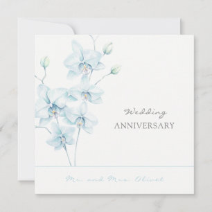 Invitation Anniversaire du Mariage d'orchidée bleu doux n'imp