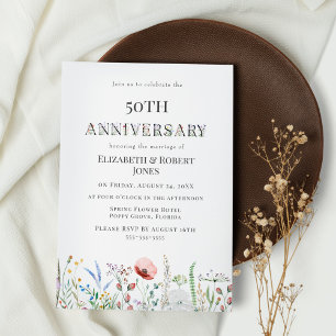 Invitation Anniversaire du Mariage Fleur sauvage Boho Waterco