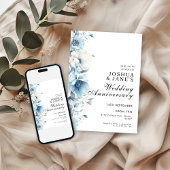 Invitation Anniversaire du Mariage floral bleu