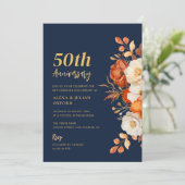 Invitation Anniversaire Du Mariage Floral De Terracotta Et Ma (Debout devant)